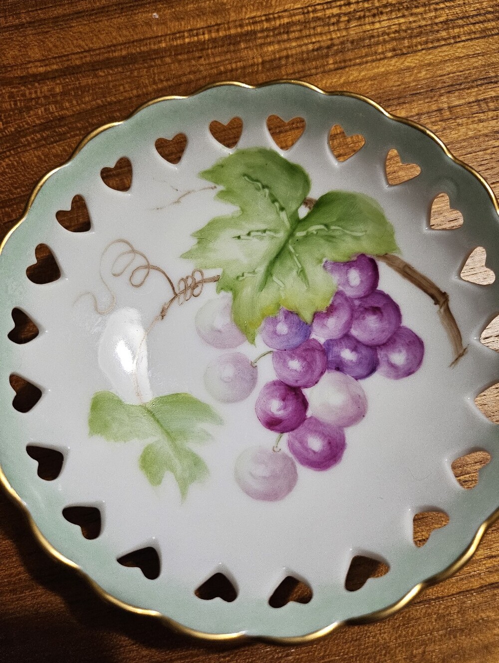 Hand-Painted Grape Porcelain Trinket Dish